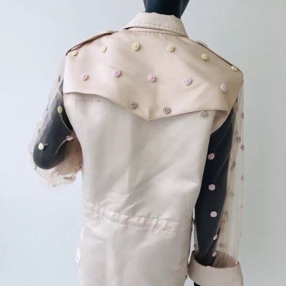 Natasha Zinko Ivory Jacket With Embellished Sleeves and Oversized Buttons, 34 - Picture 2 of 7